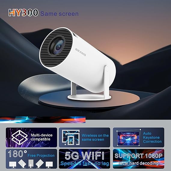 HY300 Portable Mini Projector – Wi-Fi 6, Bluetooth, Auto Keystone – image 5