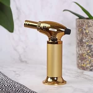 Gold Refillable Charcoal Lighter with Flame Adjuster – image 1