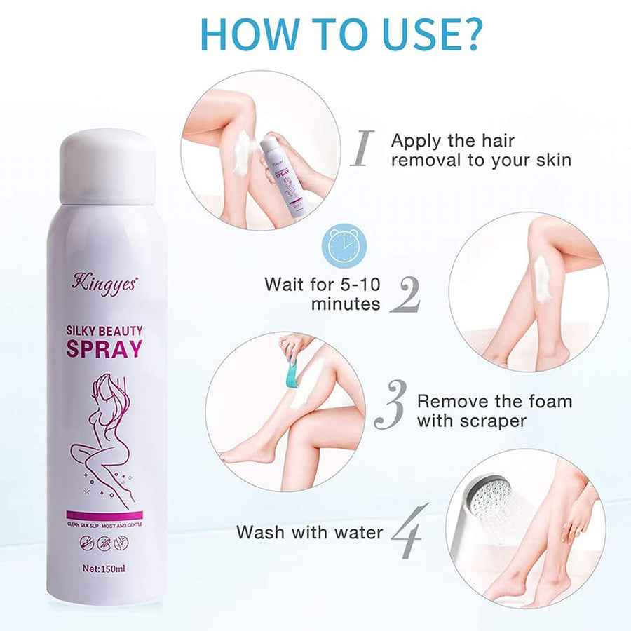Natural Painless Hair Removal Spray – packaging and contents