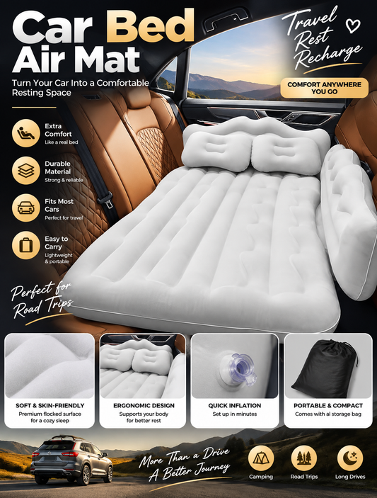 Car air mattress set up for desert camping in the UAE