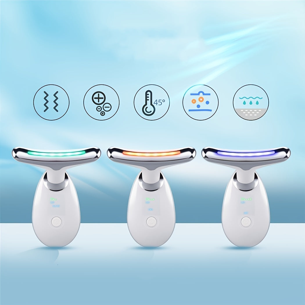 LED Facial and Neck Massager – Rechargeable Vibration Beauty Device – image 3