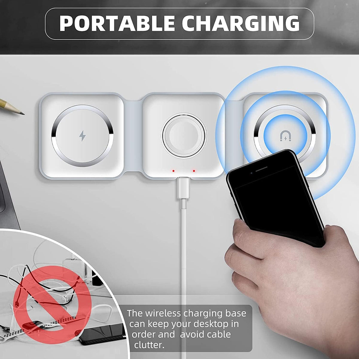 3-in-1 Foldable Wireless Charging Pad – 15W Fast Charging Station – image 1