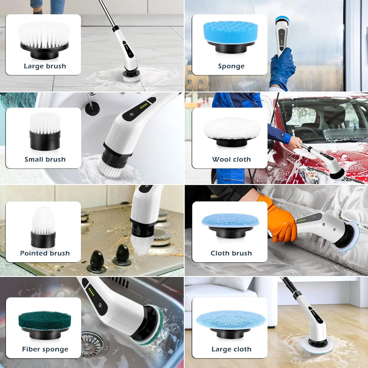 Spin scrubber brush heads