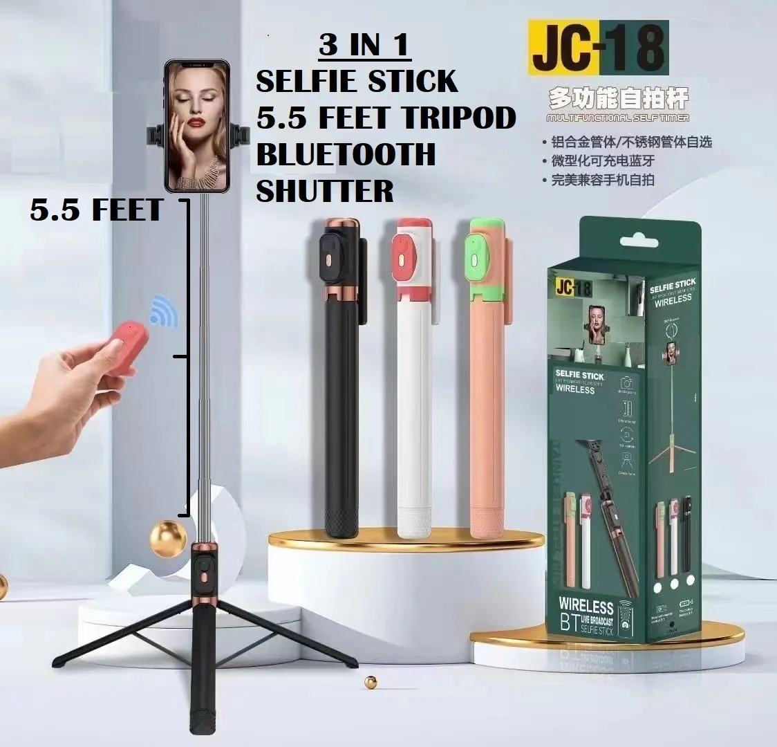 Tripod selfie stick with LED lights