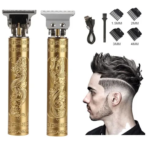T9 Cordless Hair Trimmer – Rechargeable Barber Clipper, Gold Dragon – image 1