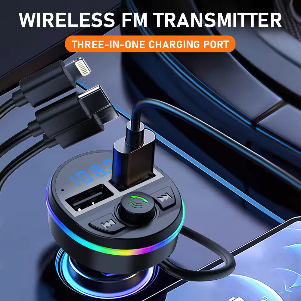 Bluetooth Car FM Transmitter – MP3 Player, USB Charger, RGB Lights – image 2