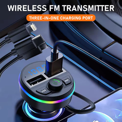 Bluetooth Car FM Transmitter – MP3 Player, USB Charger, RGB Lights – image 2