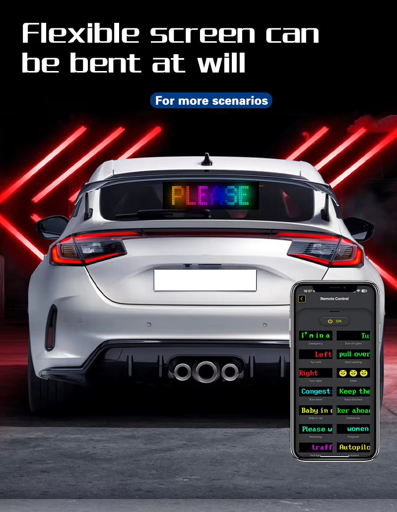 Flexible LED Car Display Screen – RGB, App and Remote Control – image 5