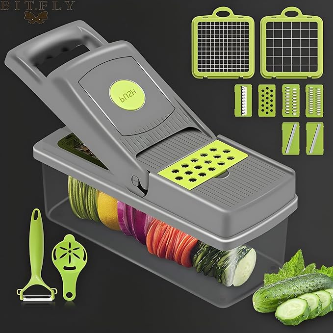 14-in-1 Vegetable Chopper – Mandoline Dicer and Slicer with Container – image 4