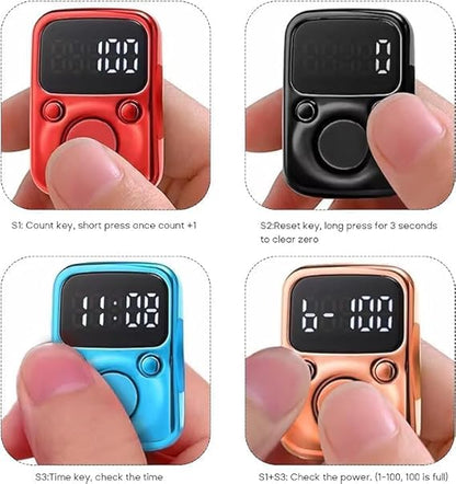 Digital Finger Tally Counter – LED Tasbih Counter with Clock – image 2