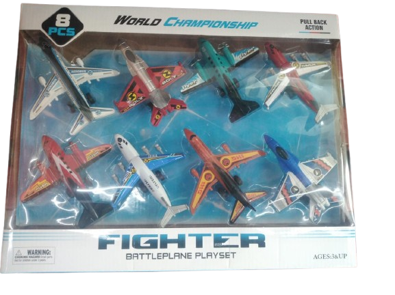 Junior Plane Playset – 8 Pull-Back Toy Airplanes with Lights – image 1