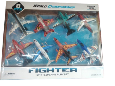 Junior Plane Playset – 8 Pull-Back Toy Airplanes with Lights – image 1