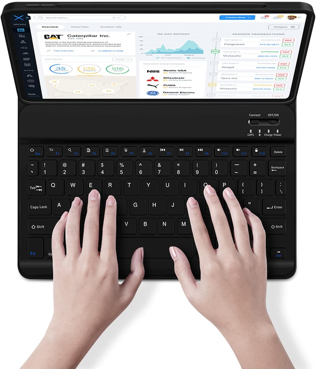 Leather Tablet Case with Wireless Keyboard – English/Arabic – image 1