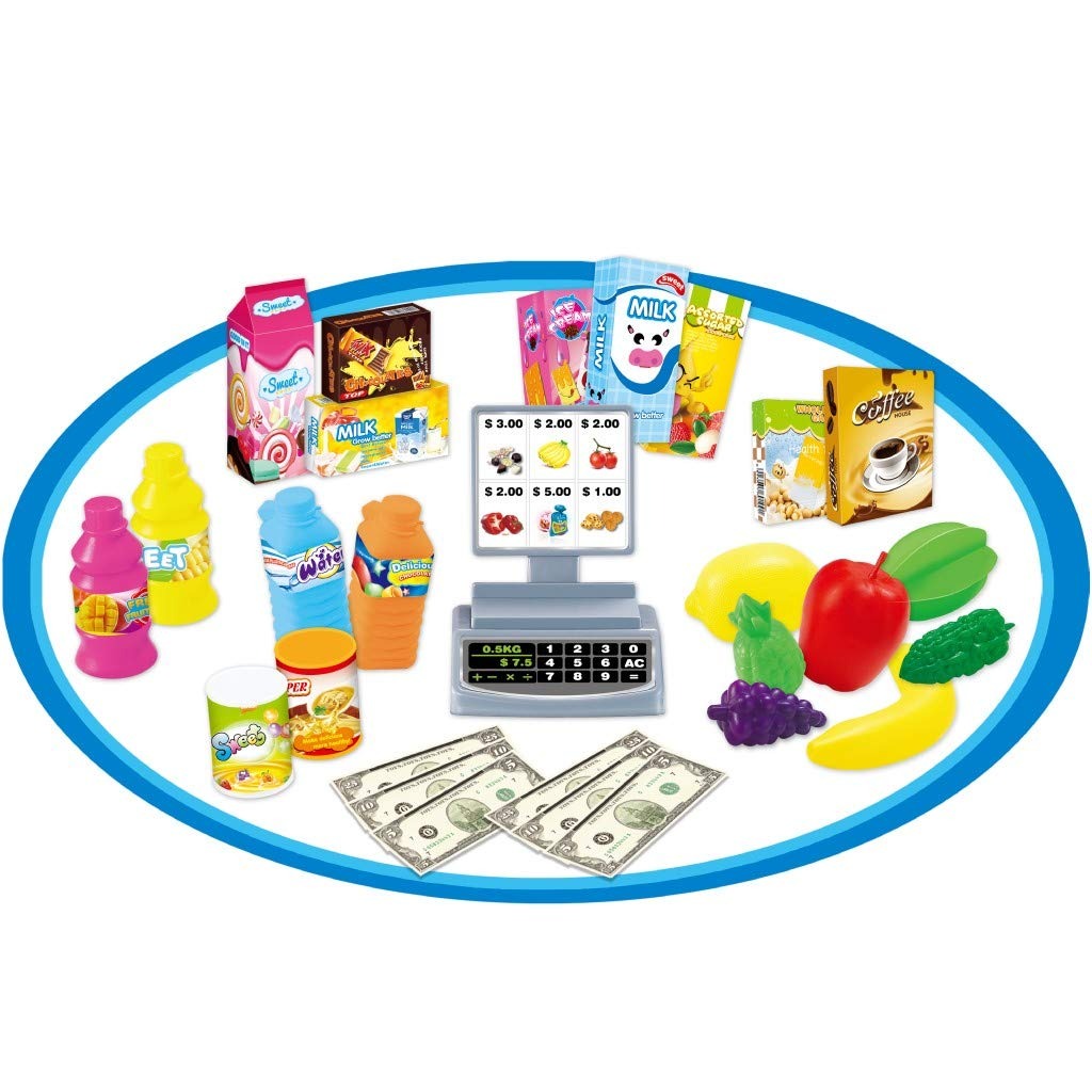 Supermarket toy with groceries