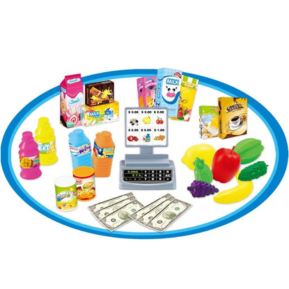 Supermarket toy with groceries