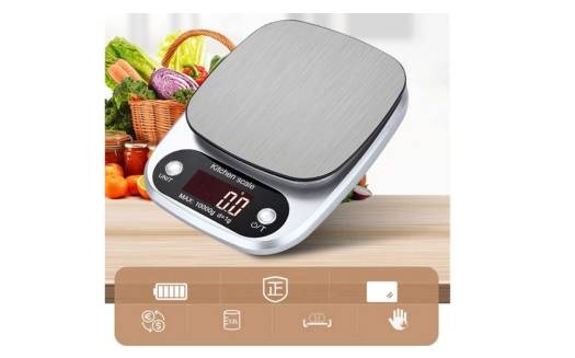 Weighing ingredients on kitchen scale