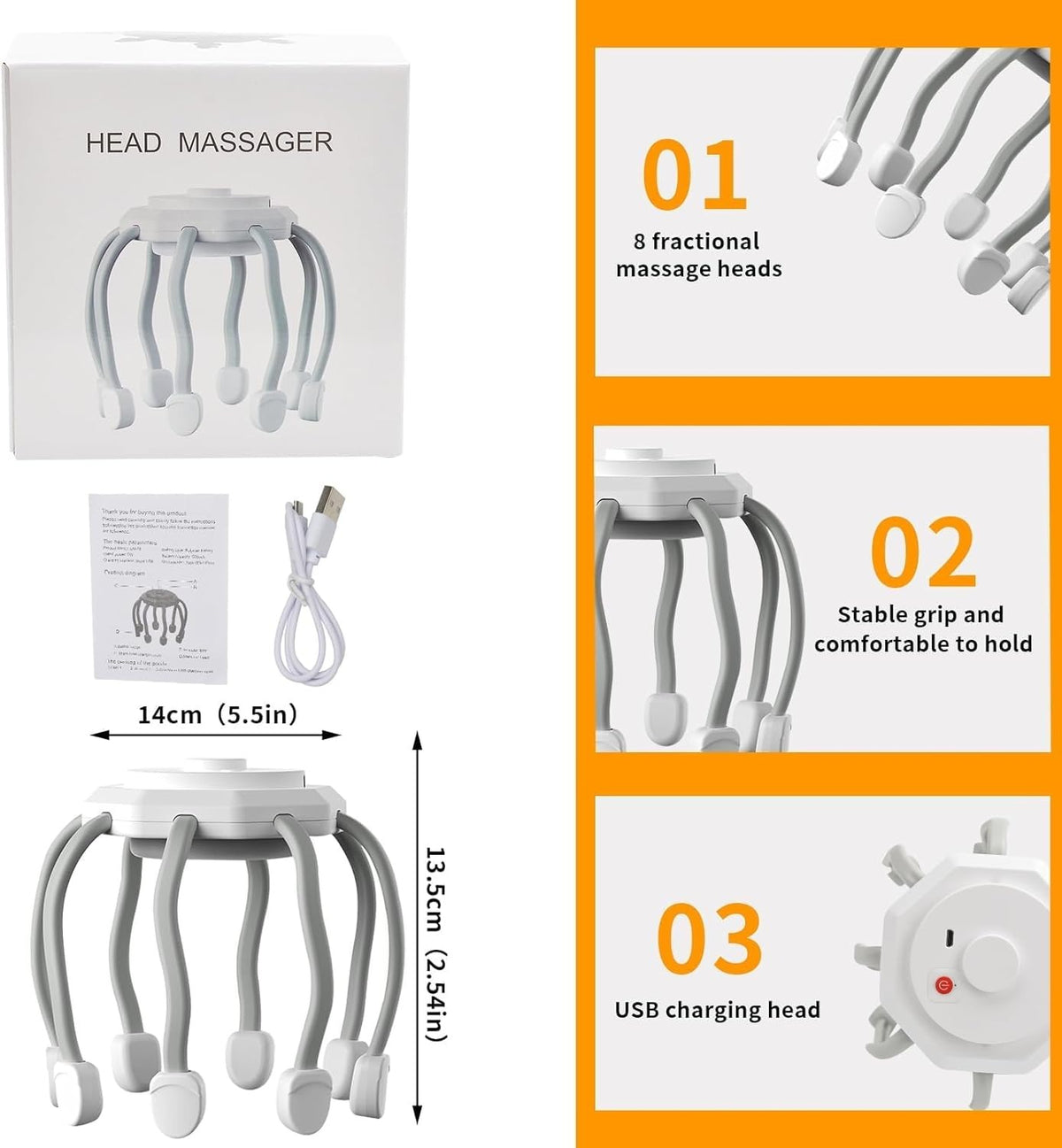 Electric Scalp Massager – 8 Vibrating Contacts, 3 Modes – image 4