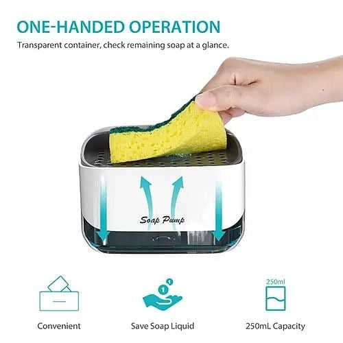 Dish Soap Dispenser with Sponge Holder – 2-in-1 Kitchen Caddy – image 3