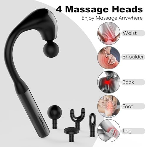 Using massage gun on back