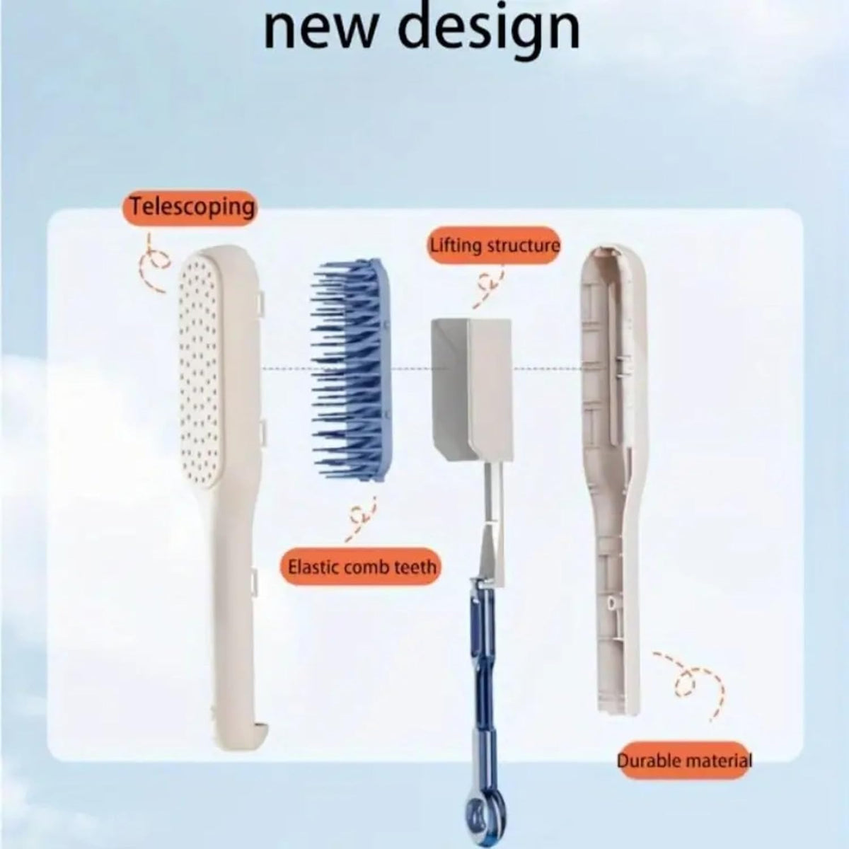 Hair brush self-cleaning button