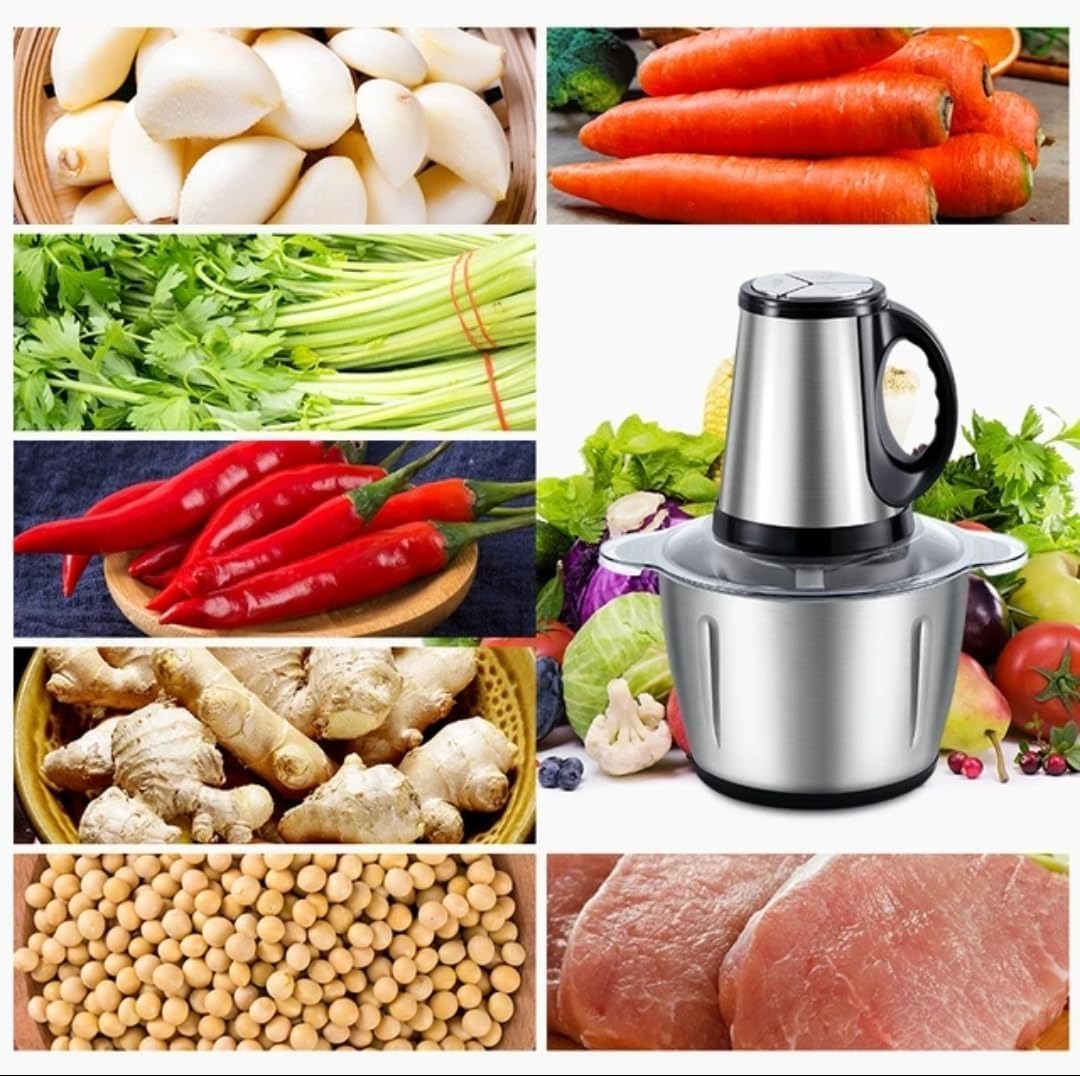 Chopping vegetables in electric chopper