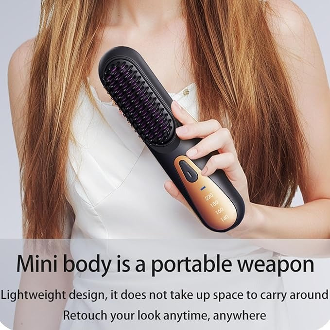 Straightening brush in use