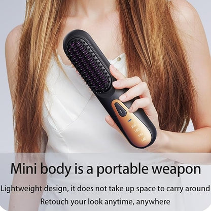Straightening brush in use