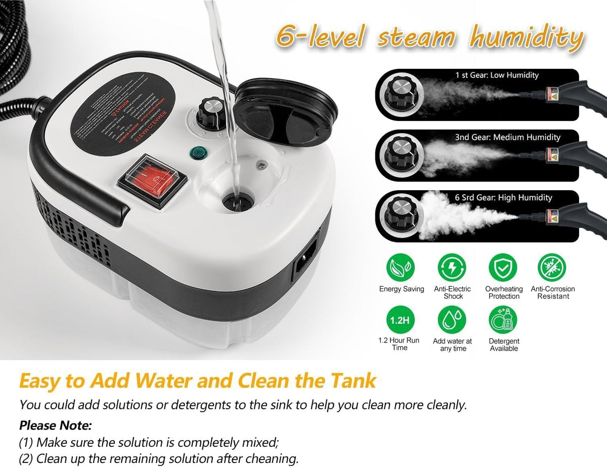 Steam cleaner 1.2 L tank
