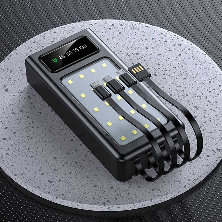 Airmez 30000mAh Power Bank with 4 Built-in Cables – image 2