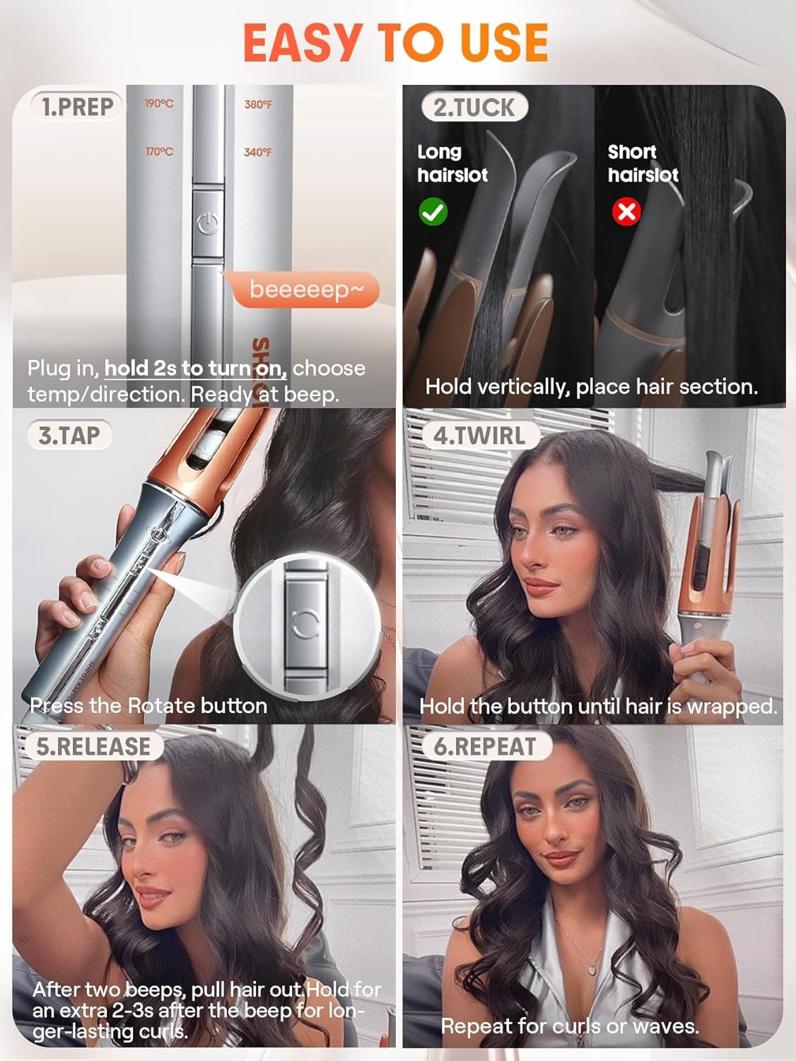 Automatic Rotating Curling Iron – Anti-Tangle, Fast Heat – image 3