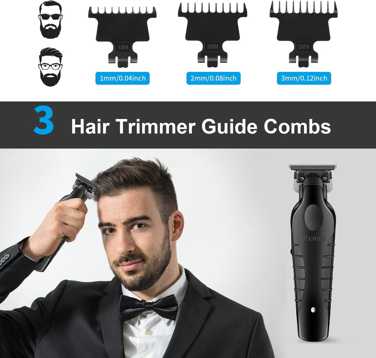 KEMEI 2299 Hair Trimmer for Men – Zero Gap T-Blade – image 4
