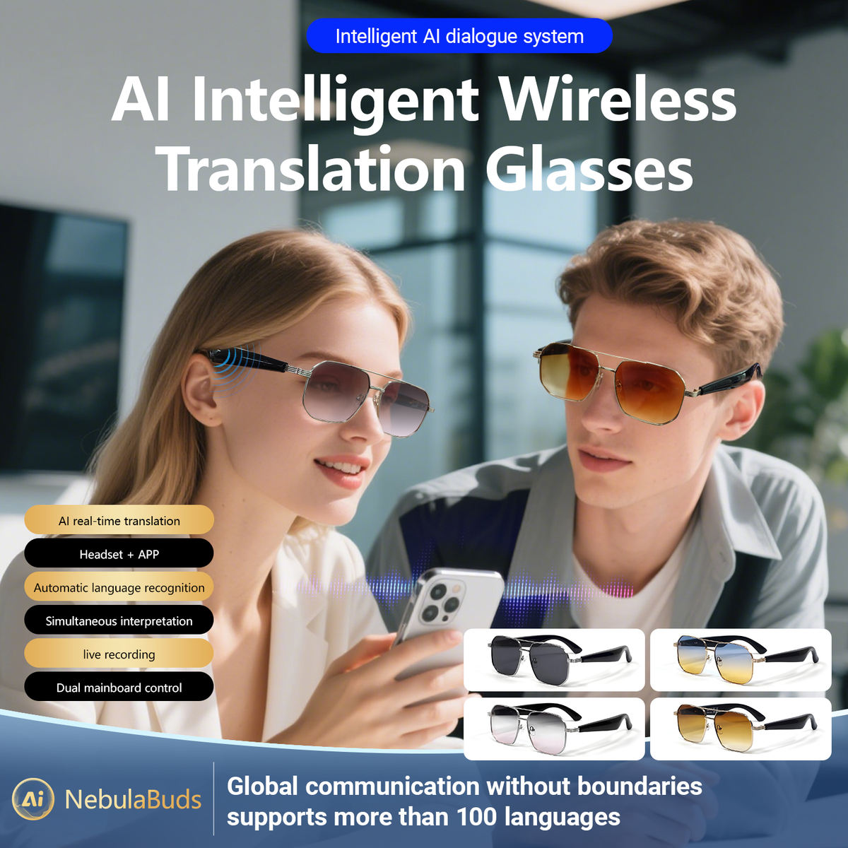 AI Smart Translation Glasses – Bluetooth Real-Time Interpreter – image 2