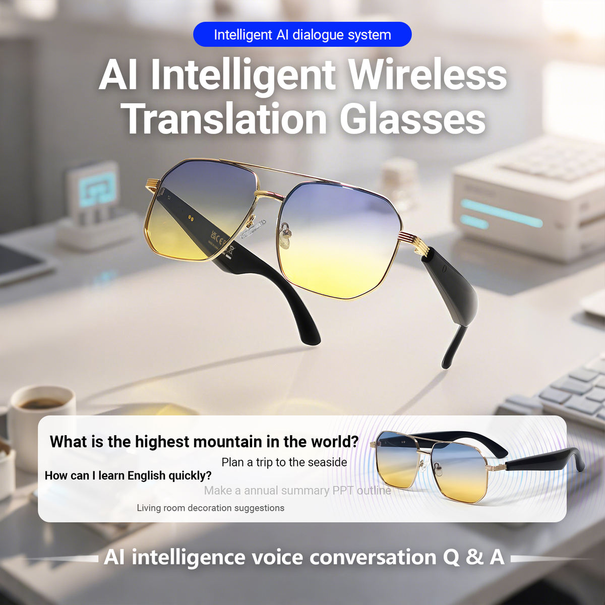 AI Smart Translation Glasses – Bluetooth Real-Time Interpreter – image 3