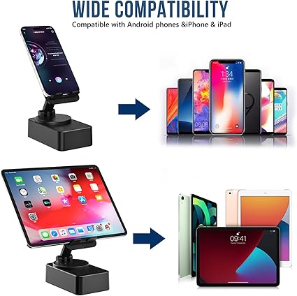 Phone stand holding tablet