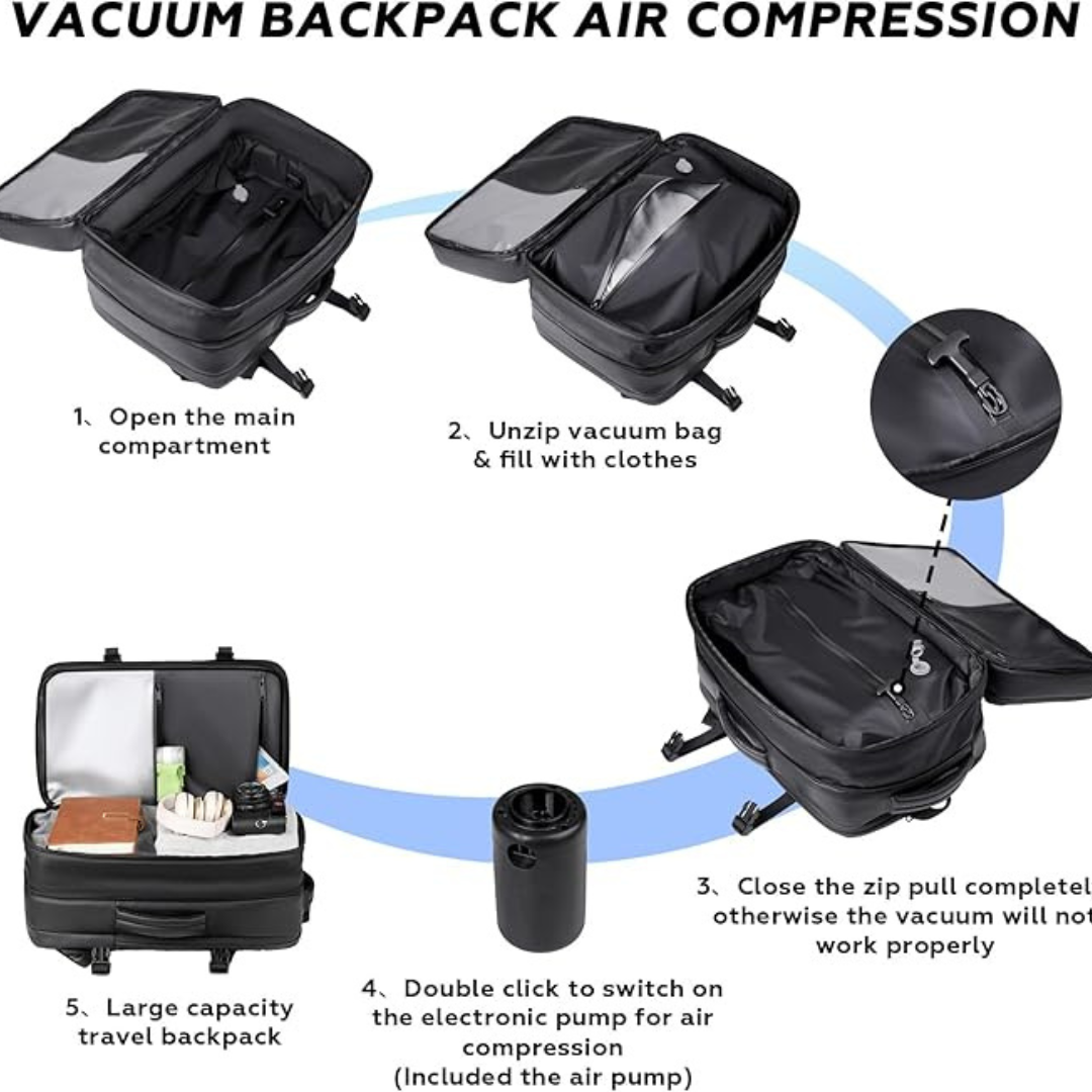 Vacuum Compression Travel Backpack – 17-inch, Built-in Air Pump – image 5