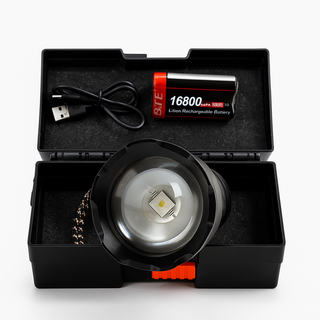 High-Power Rechargeable LED Flashlight Kit – 16800mAh, Zoom – image 2