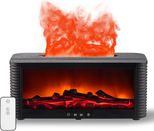 Fireplace flame aroma diffuser glowing