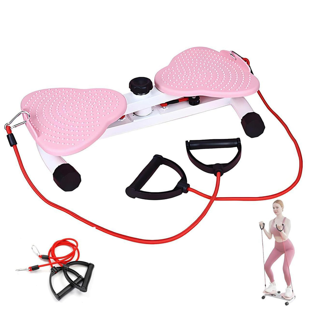 Waist twisting machine with resistance bands