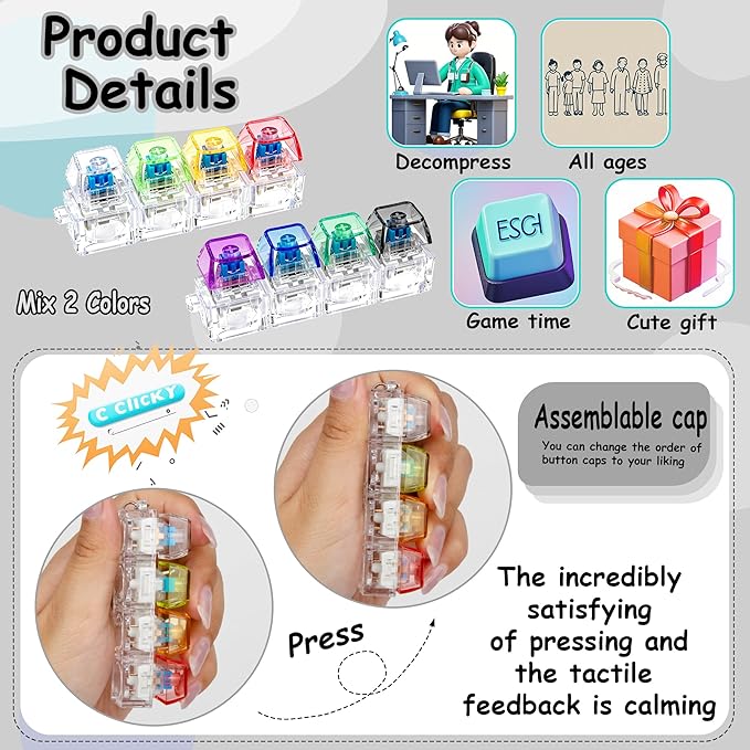 Keyboard Fidget Clicker Keychain – Stress Relief Toy – image 4