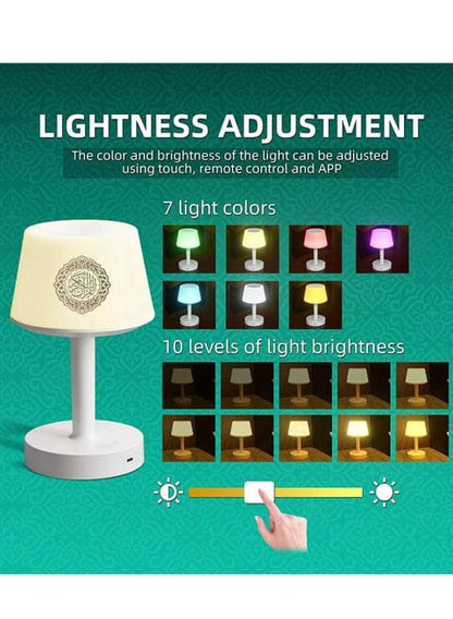 Quran lamp on a study desk