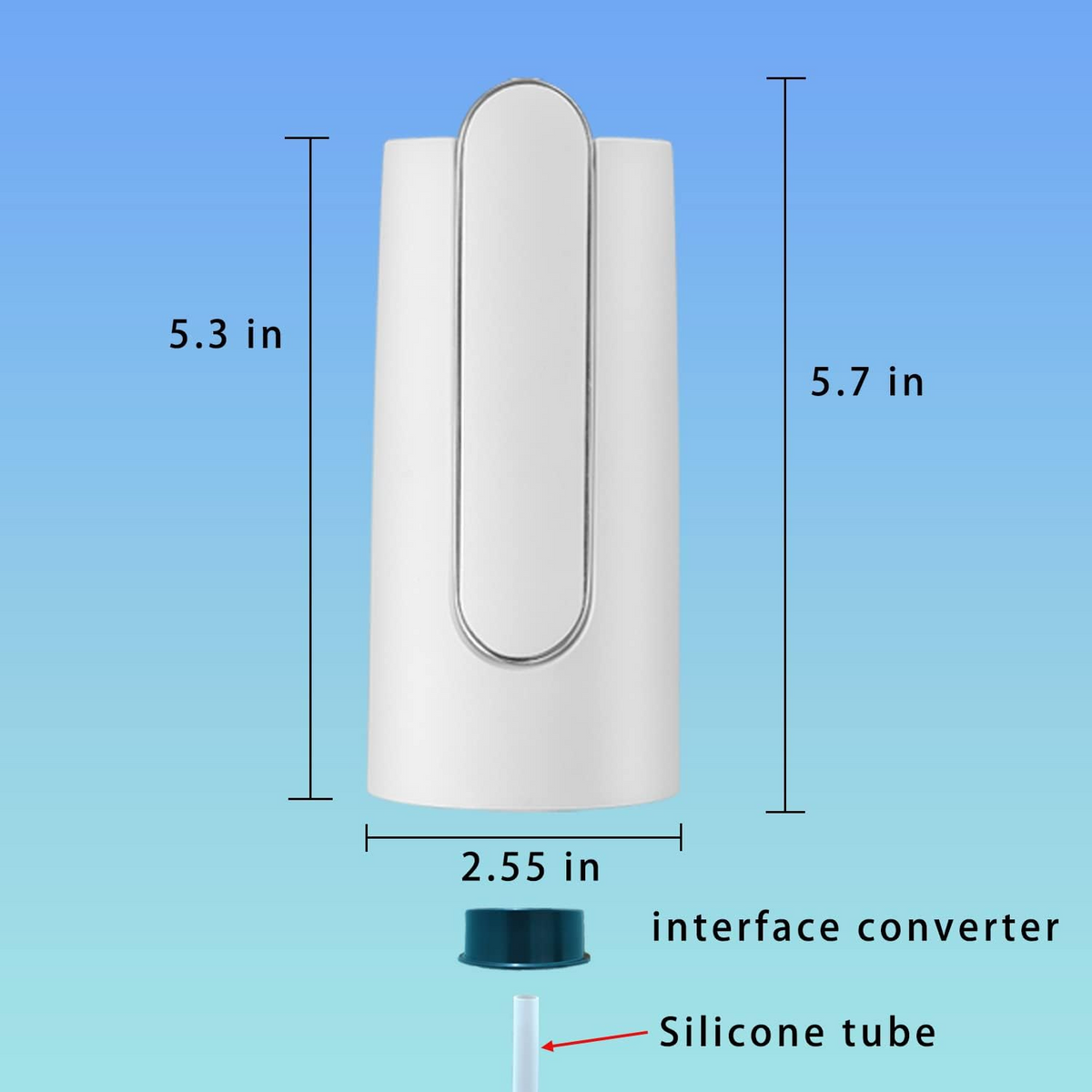 Folding water pump with tube folded down