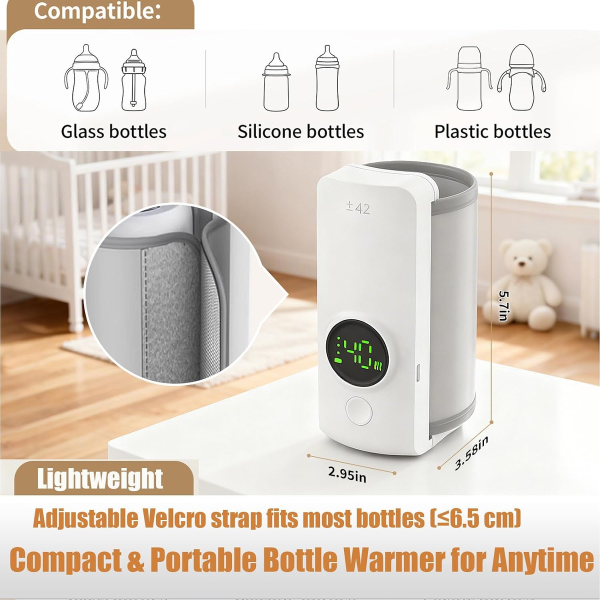 Bottle warmer battery and USB charging