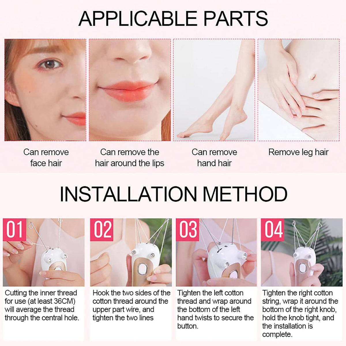 Threading epilator cotton thread