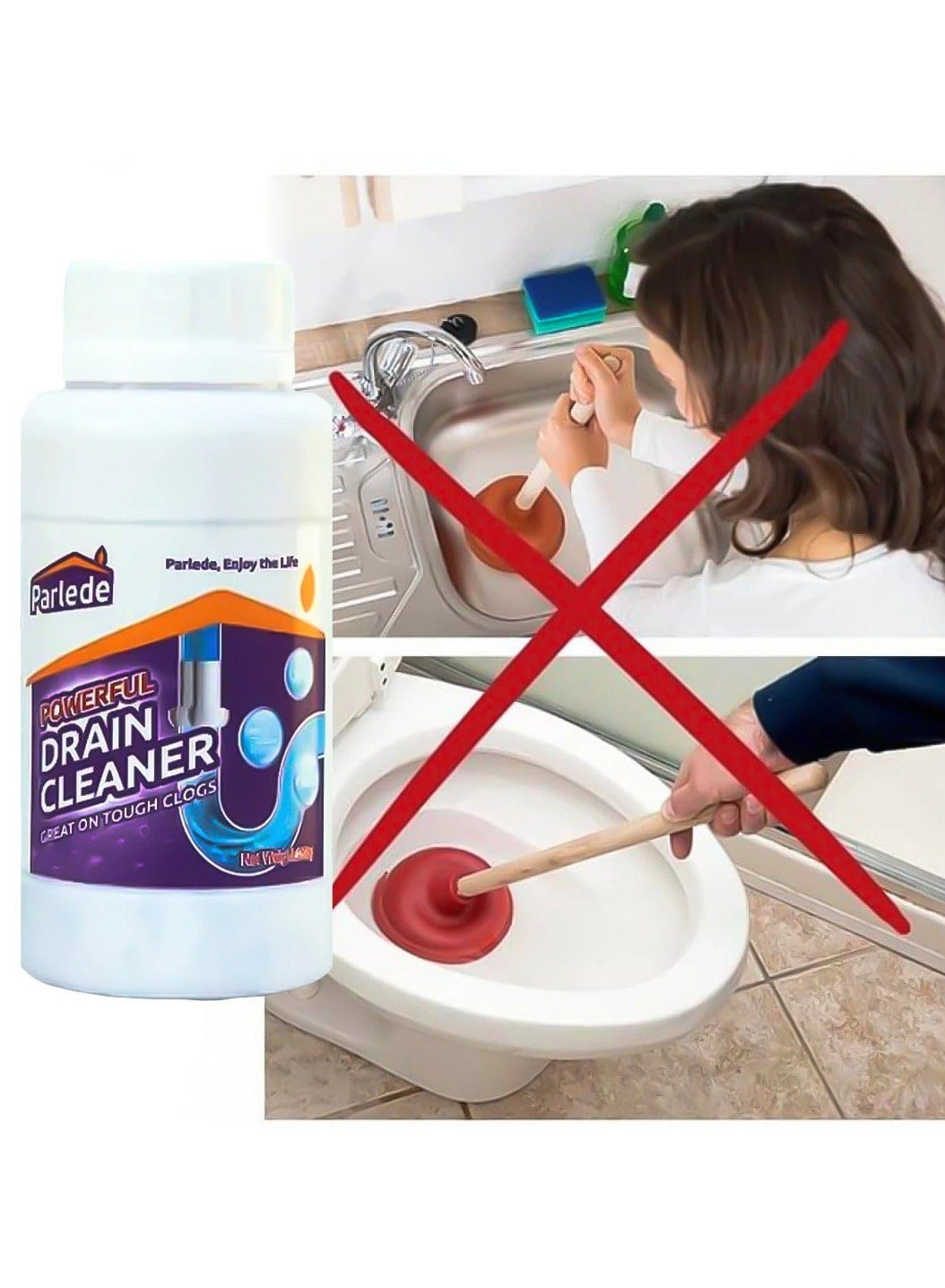 Parlede Powerful Drain Cleaner Powder – Foaming – image 2