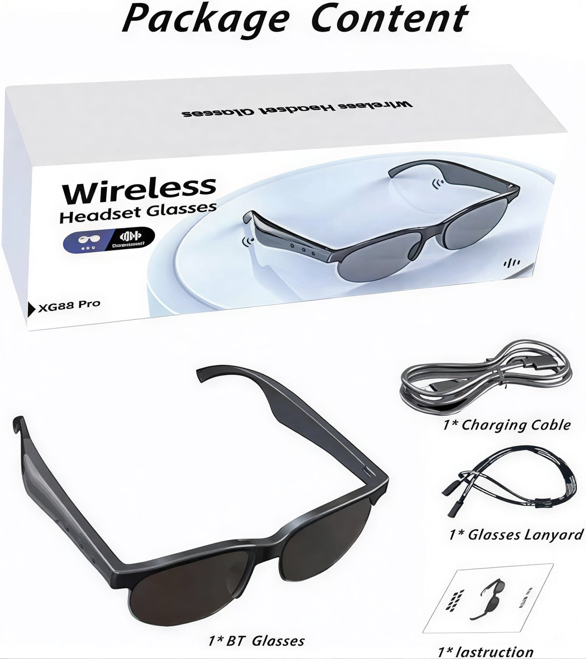 Wireless XG88 Pro Smart Bluetooth Headset Glasses