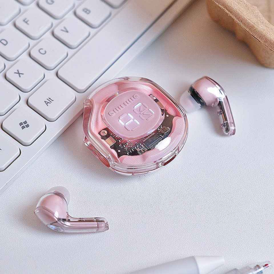 T8 Crystal Wireless Earphones – front view