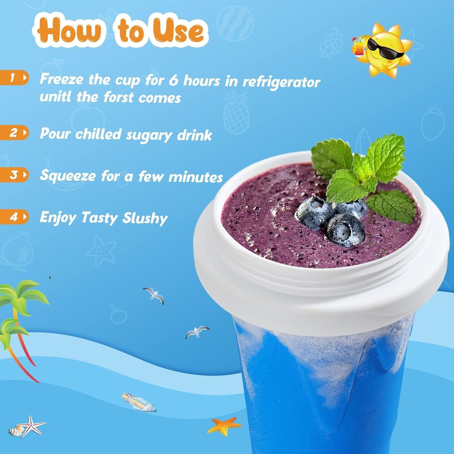 Frozen Magic Slushy Maker Squeeze Cup (كوب صنع السلاش السحري المجمّد بالضغط)