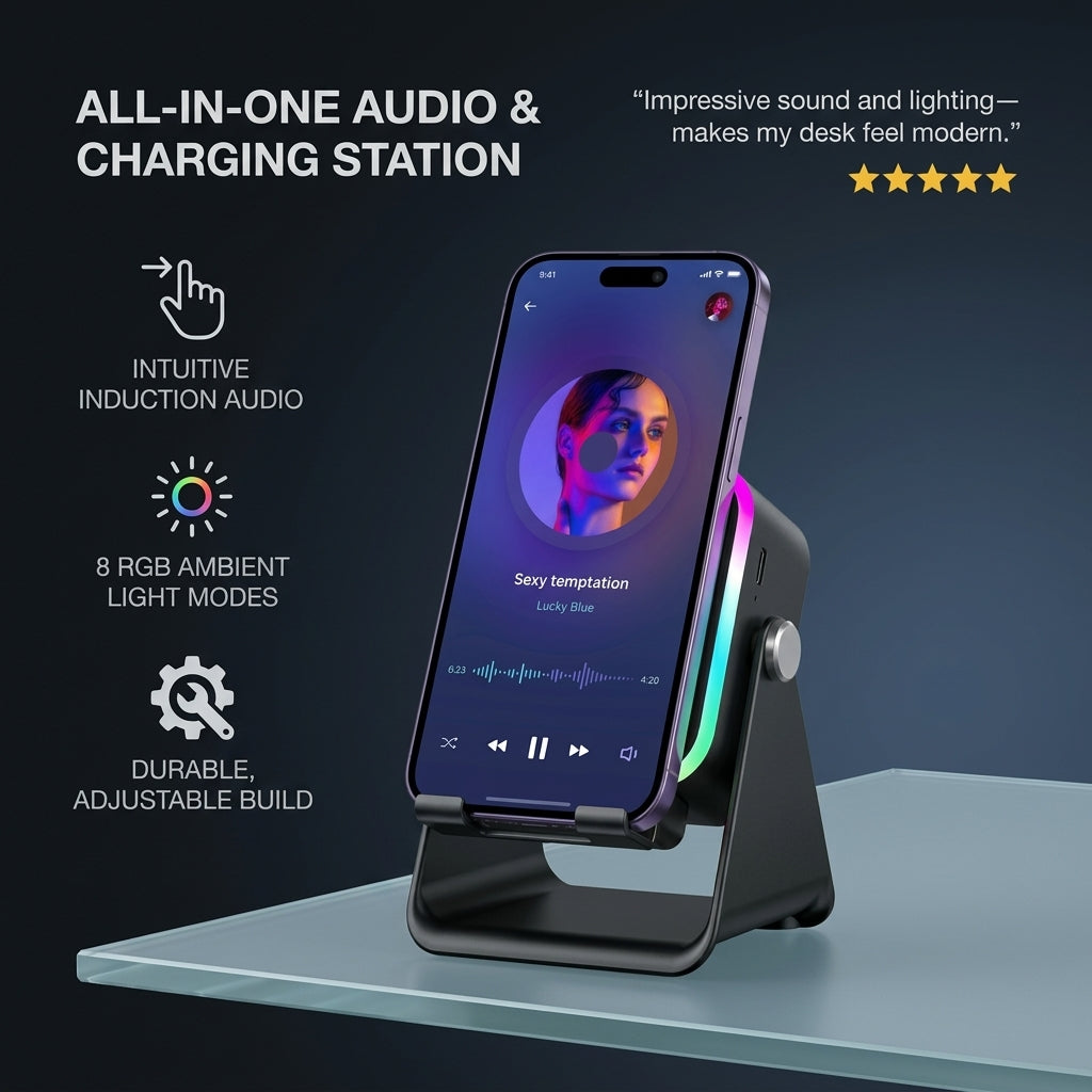 4-in-1 Wireless Induction Bluetooth Speaker – detail view