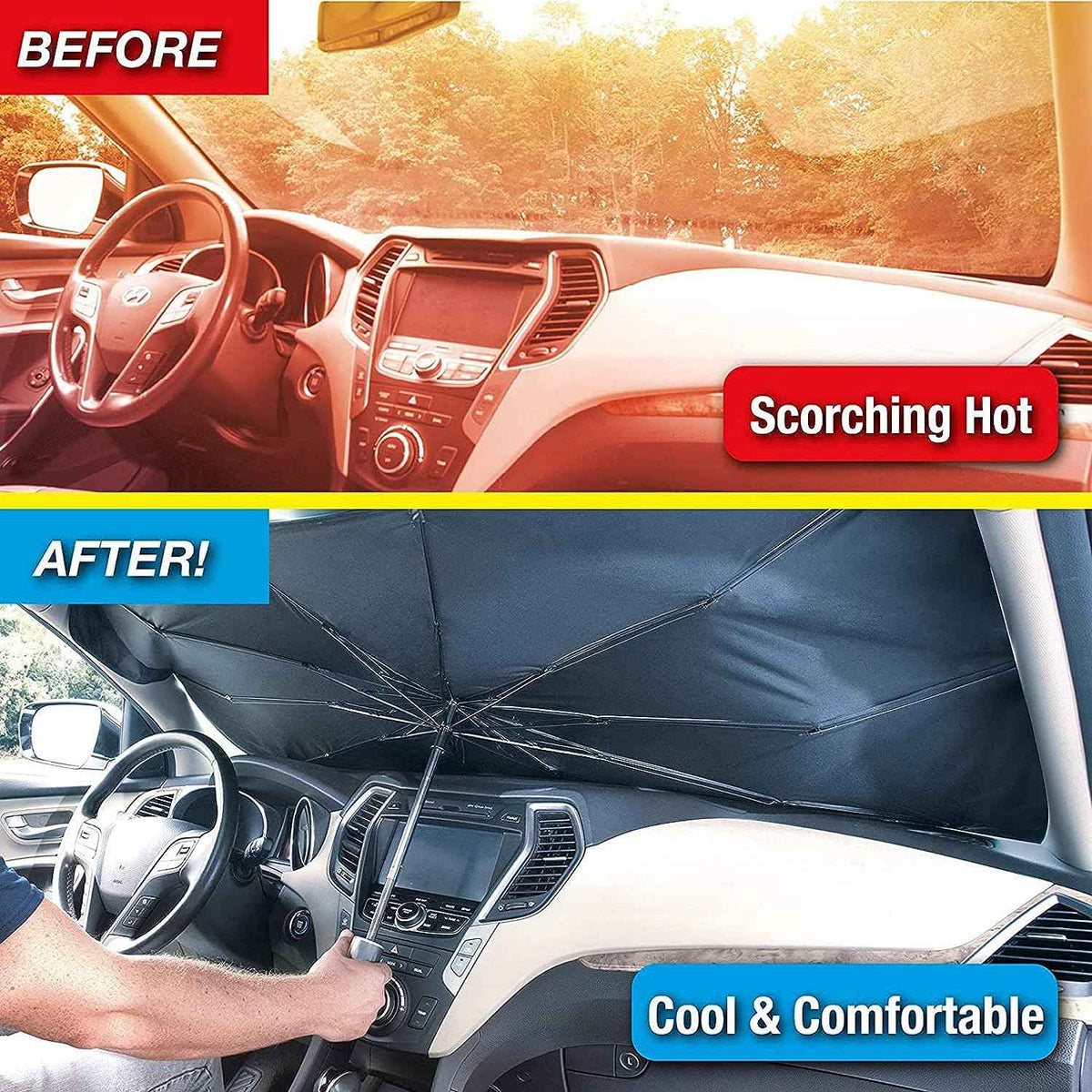 Car Windshield Sun Shade – front view