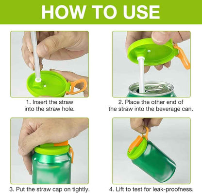 Silicone Can Cap with Straw – Reusable Lids